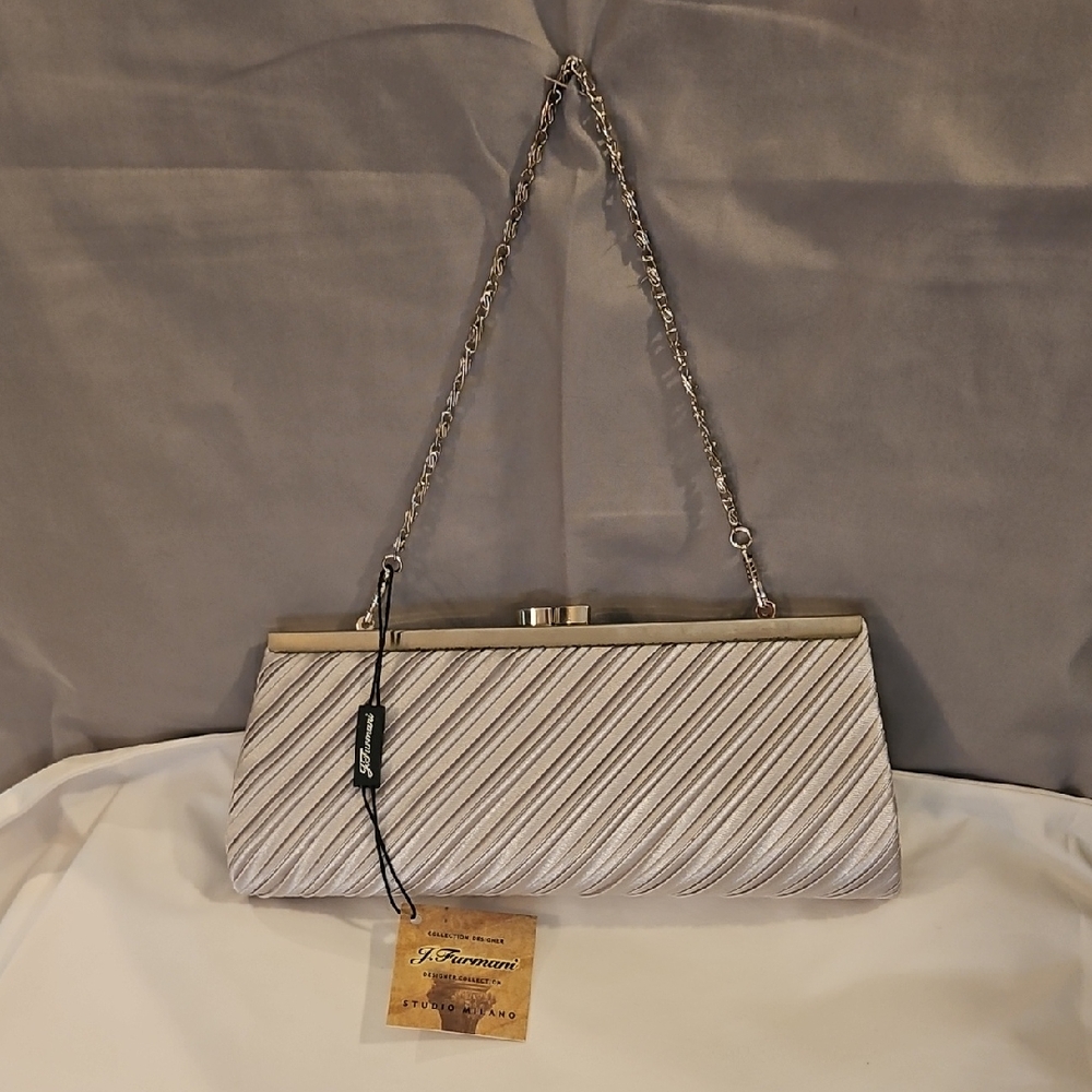 J. Furmani Chic Silver Evening Clutch by